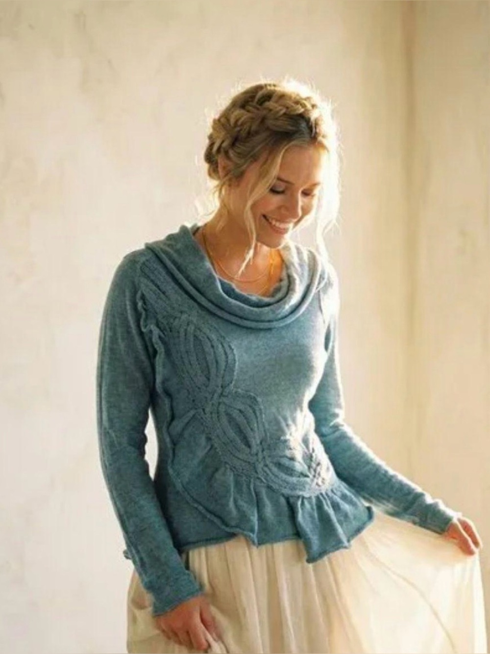 Anthropologie MOTH Cashmere Blend Knit Sweater Teal Size Small SMALL FLAW